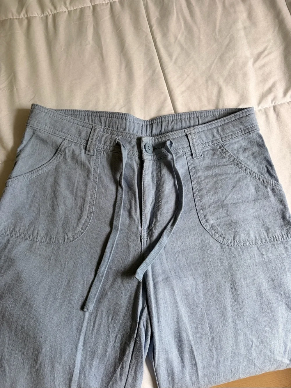 H&M Light Blue Straight Leg Linen Pants